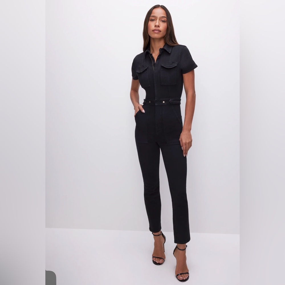 good american Sold Out Fit for Success Denim Jumpsuit Black Woman’s Small New